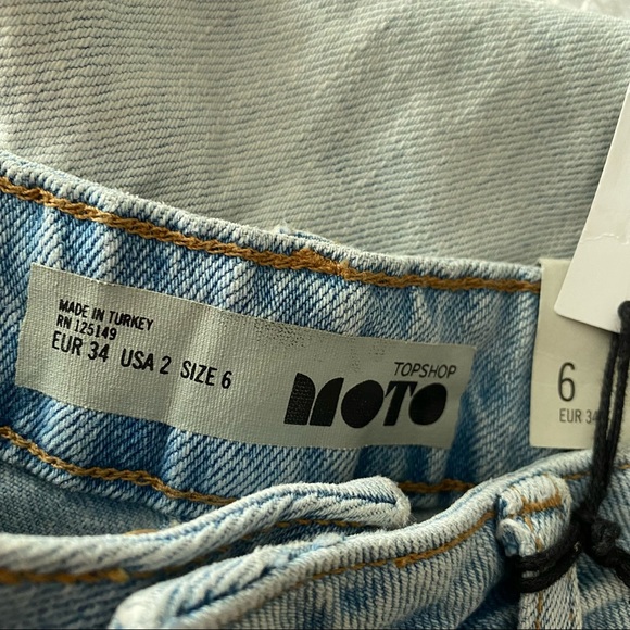 NWT Topshop Raw Hem Mom Jean Moto Skirt - Picture 8 of 10